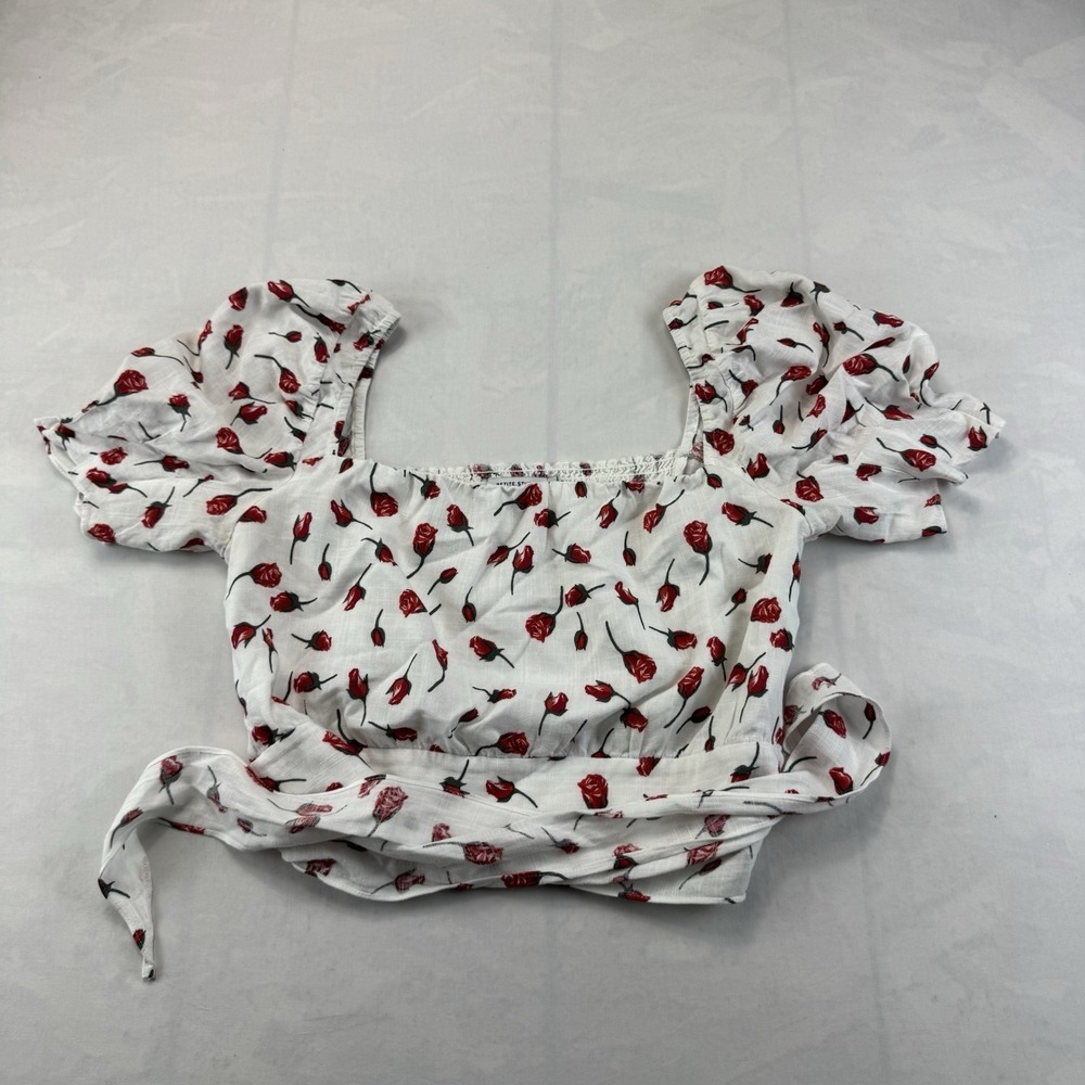 Petite Studio NYC Floral Crop Top Women's Size M Puff Sleeve Cottagecore